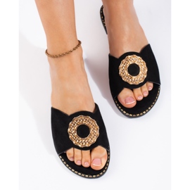 Goodin Ciabatte da donna in camoscio nero 1
