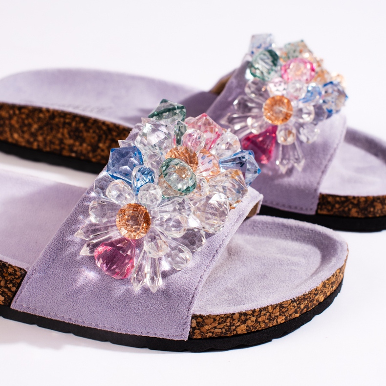 Infradito da donna in camoscio viola 2