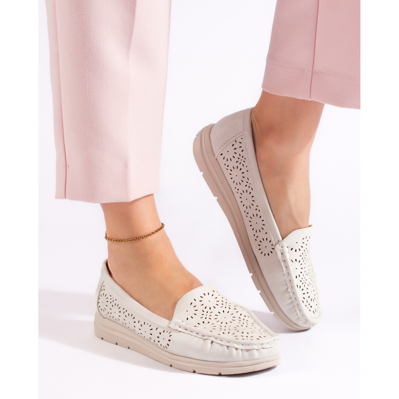 Mocassini da donna bianchi traforati bianca 2