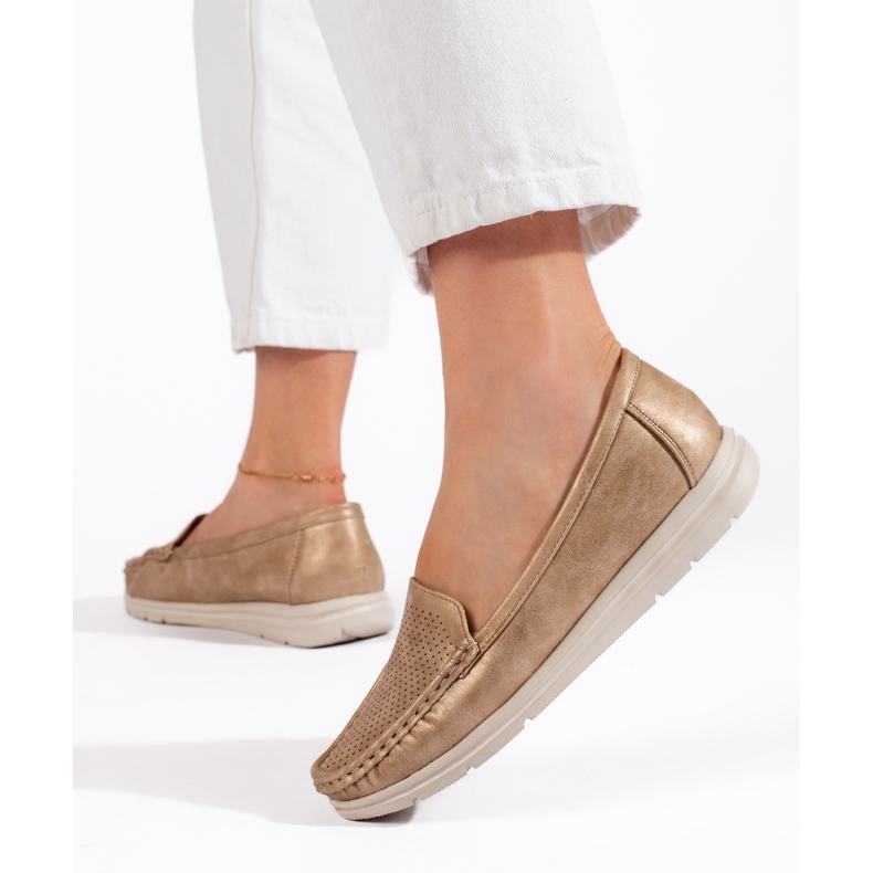 Mocassini dorati da donna d'oro 2