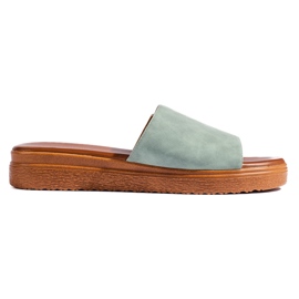 Infradito con plateau da donna di colore verde 1