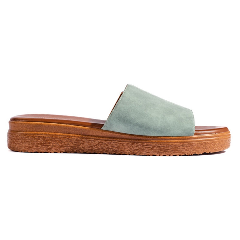 Infradito con plateau da donna di colore verde 1