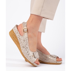 Sandali espadrillas beige con zeppa bassa 2