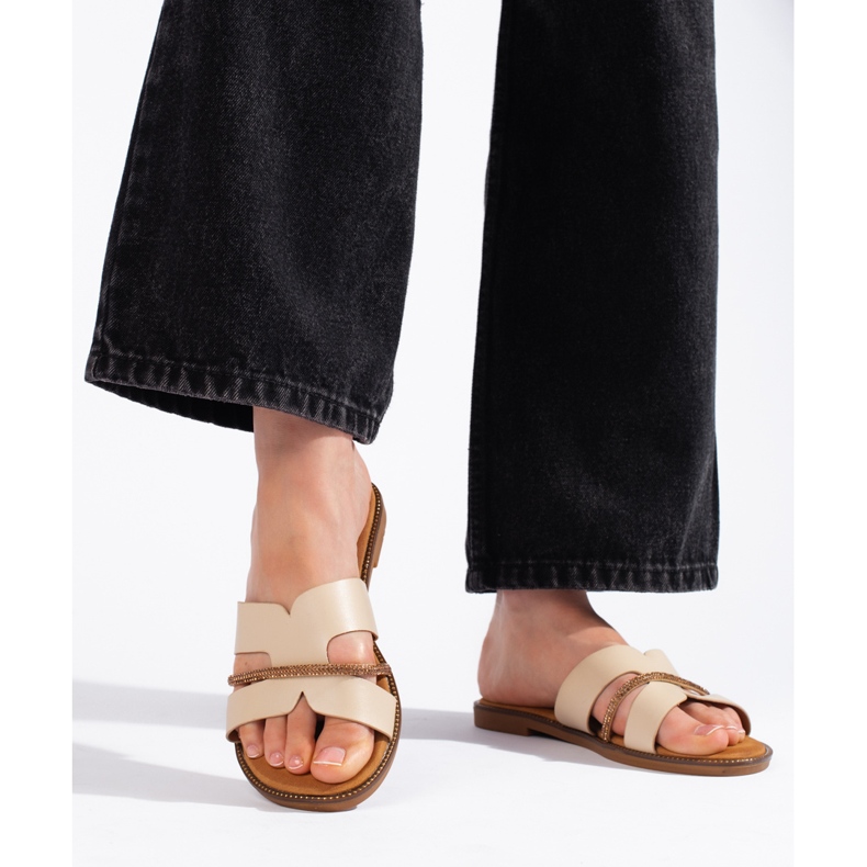 Eleganti infradito da donna beige 2