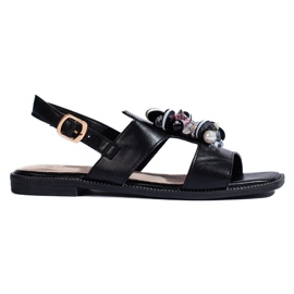 Sandali da donna neri con decorazione nero 1