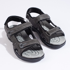 Sandali sportivi da uomo con velcro grigio 2