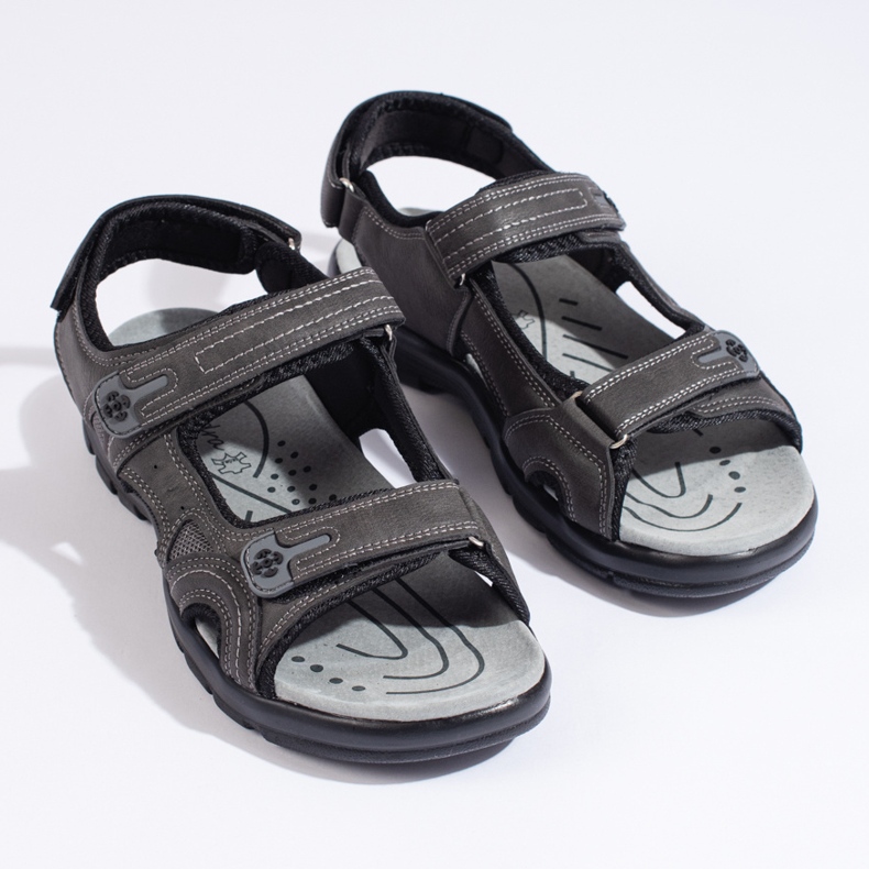 Sandali sportivi da uomo con velcro grigio 2