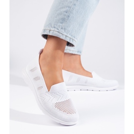 Slip-on da donna in tessuto bianco bianca 2
