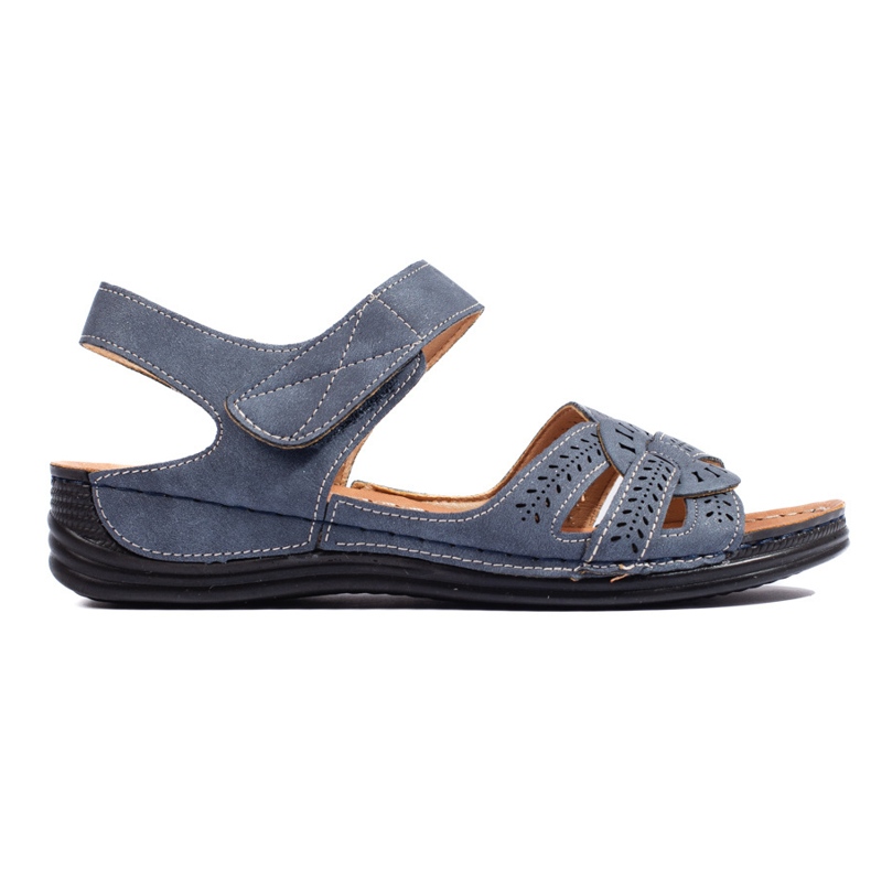 Sandali da donna di colore azzurro con zeppa bassa blu 1