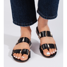 Infradito da donna nere con suola piatta nero 2