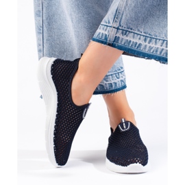 Scarpe sportive slip-on blu navy traforate 2