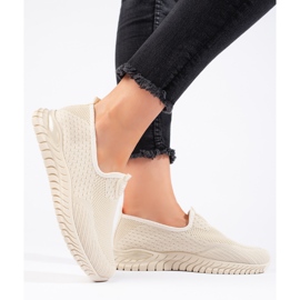 Sneakers da donna in tessuto beige 2