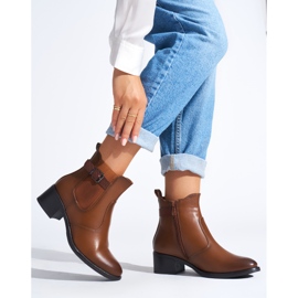 Stivaletti da donna marroni con tacco basso marrone 2
