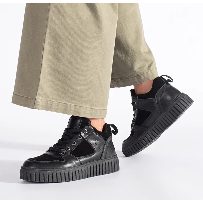 Sneakers alte da donna nere nero 2