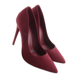 Décolleté con tacco a spillo in camoscio bordeaux 5101 W. Rosso multicolore 2
