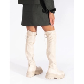 Moschettieri con piattaforma color crema beige 1