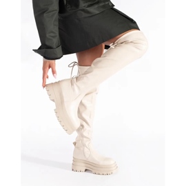 Moschettieri con piattaforma color crema beige 2