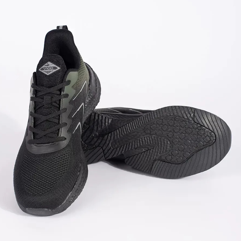 Vico Scarpe sportive stringate leggere nere e verdi nero 2