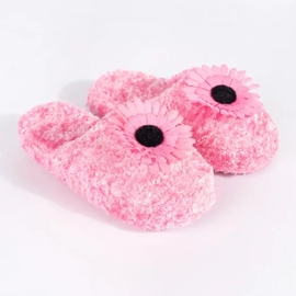 Pantofole per bambini rosa con fiore decorativo 1