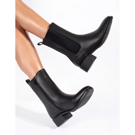 Stivaletti Chelsea neri da donna con tacco basso nero 1