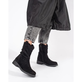 Stivali texani da donna in camoscio nero 1