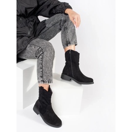 Stivali texani da donna in camoscio nero 2