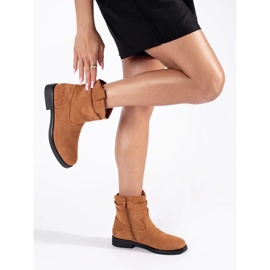 Stivali texani da donna in camoscio marrone 1
