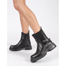 Stivaletti Chelsea da donna in pelle nera sulla piattaforma Sergio Leone nero 1