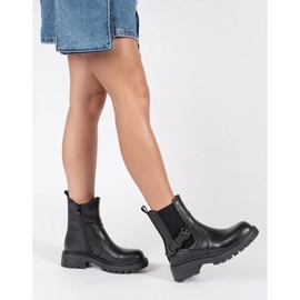 Stivaletti Chelsea da donna in pelle nera sulla piattaforma Sergio Leone nero 2