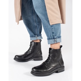 Stivaletti stringati in pelle nera da donna di Sergio Leone nero 2