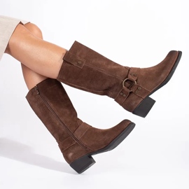 Stivali texani Sergio Leone da donna in pelle marrone 1