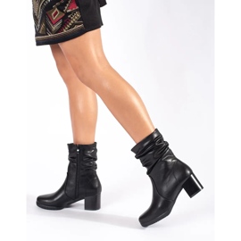 Stivaletti stropicciati da donna in pelle nera di Sergio Leone nero 1