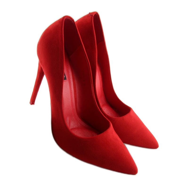Décolleté su tacco a spillo in suede rosso 2