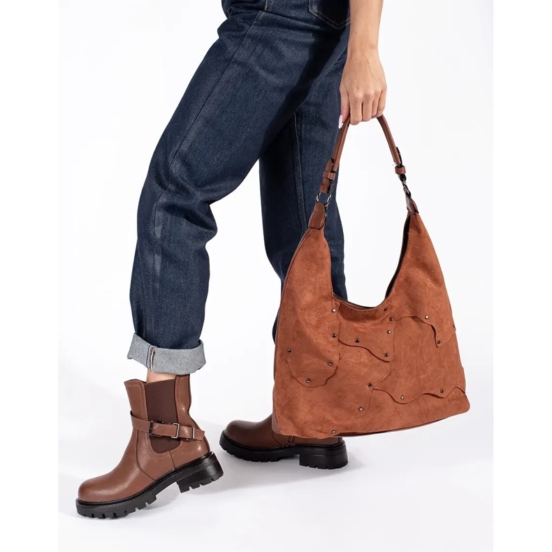 Stivaletti Chelsea da donna in pelle marrone con plateau Sergio Leone 2