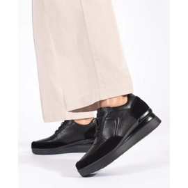 Scarpe con zeppa da donna in pelle nera di Sergio Leone nero 2