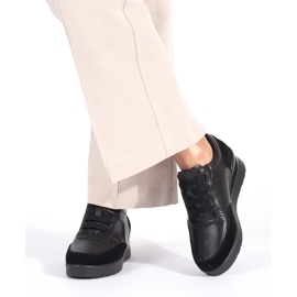 Scarpe con zeppa da donna in pelle nera di Sergio Leone nero 1