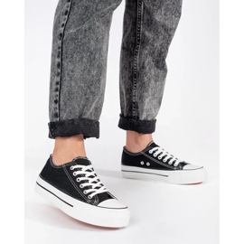 Seastar Sneakers classiche nere da donna allacciate con plateau nero 1