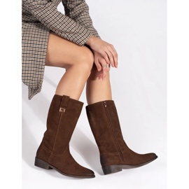 Stivali texani da donna in pelle marrone con tacco alto Sergio Leone 1