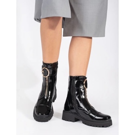 Goodin Stivaletti in vernice nera con cerniera decorativa nero 1