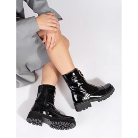 Goodin Stivaletti in vernice nera con cerniera decorativa nero 2