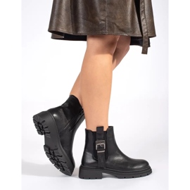 Stivaletti Chelsea da donna neri con fibbia nero 1