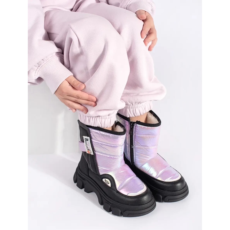 Doposci da bambina trapuntati con lucentezza viola 1