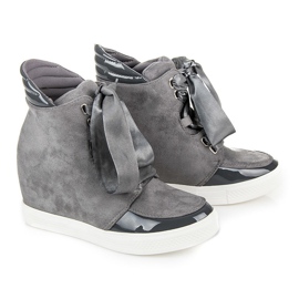 Forever Folie Sneakers con fiocco grigio 1