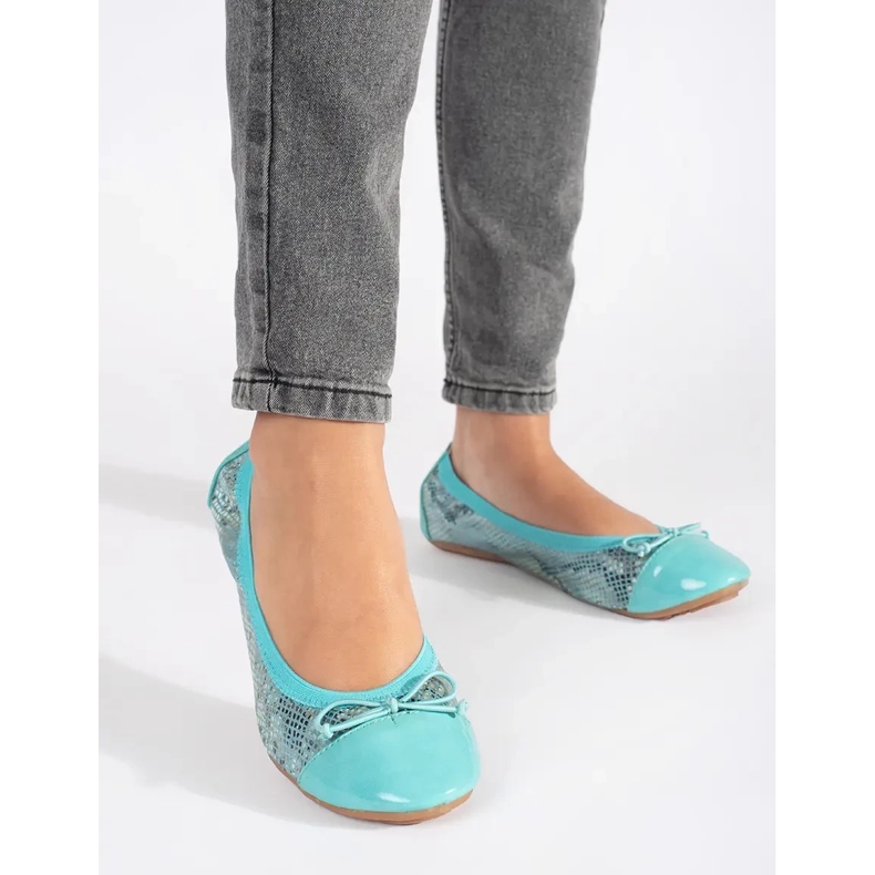 Ballerine blu con motivo serpente e fiocco 2