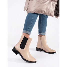 Stivaletti Chelsea beige chiaro con inserto elastico 1