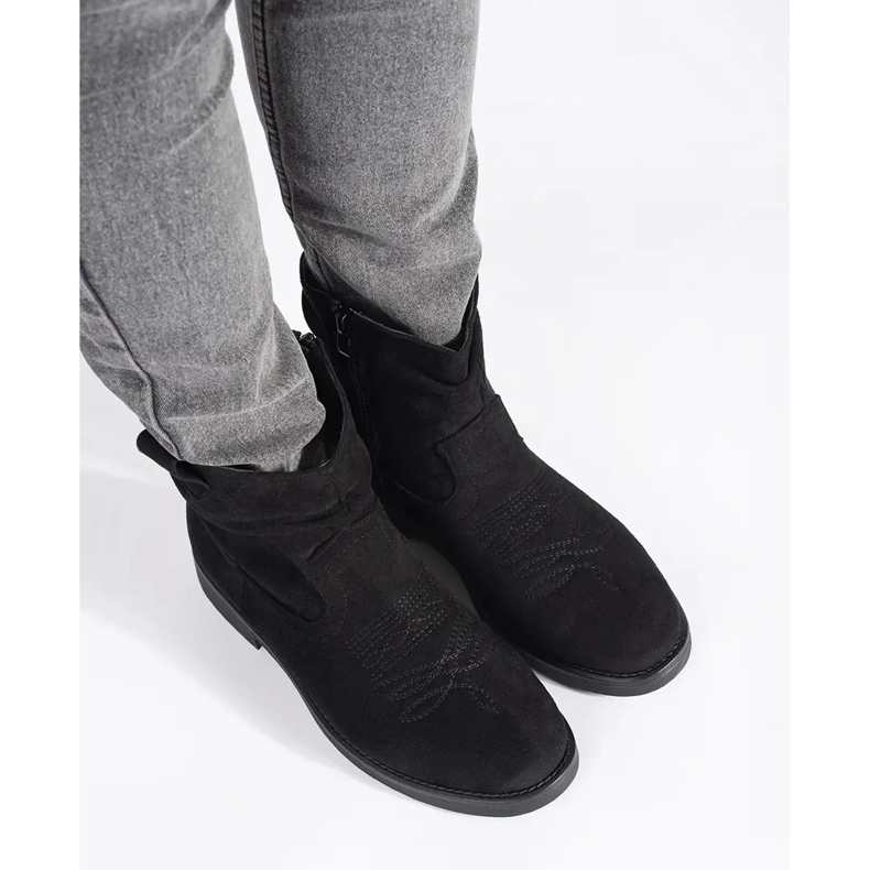 Shelvt Stivali texani da donna in camoscio nero 1