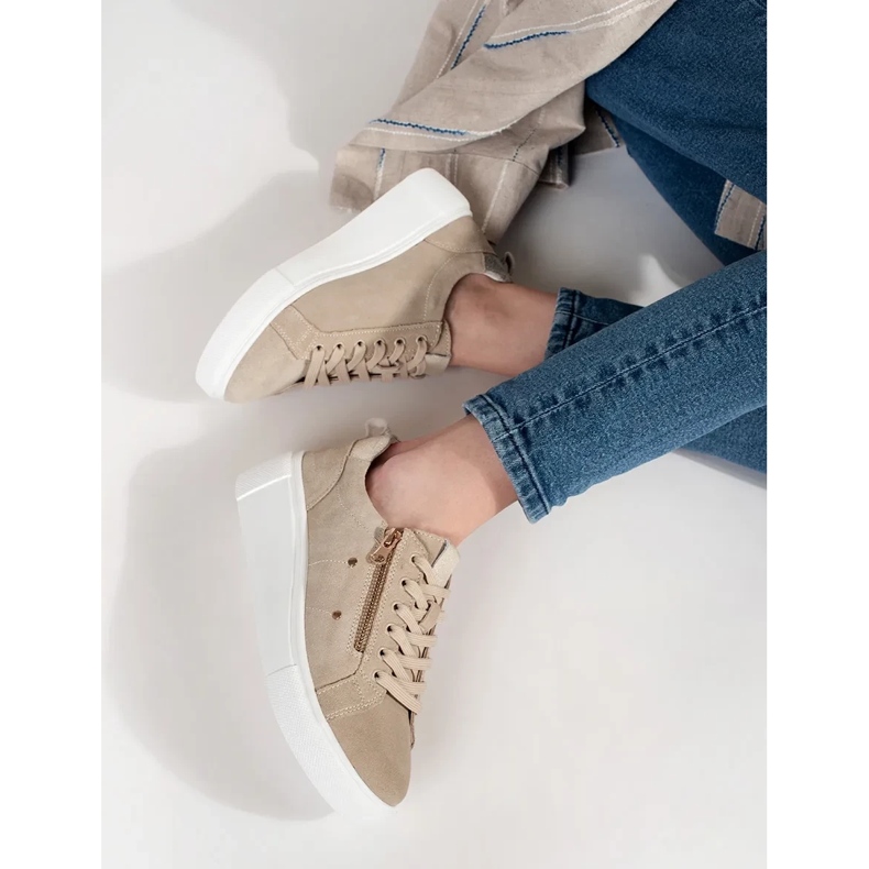 Goodin Sneaker beige con suola spessa 1