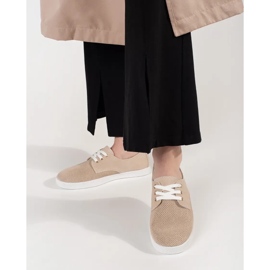Goodin Sneaker openwork beige in pelle naturale 2