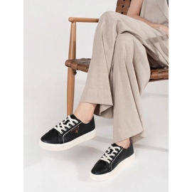 Goodin Sneaker in pelle nera sulla piattaforma nero 1