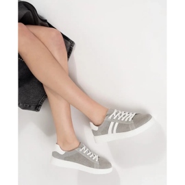 Goodin Sneaker Openwork Grey Made in pelle naturale grigio 1